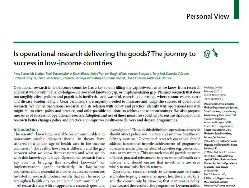 Is operational research delivering the goods? The journey to success in low-income countries