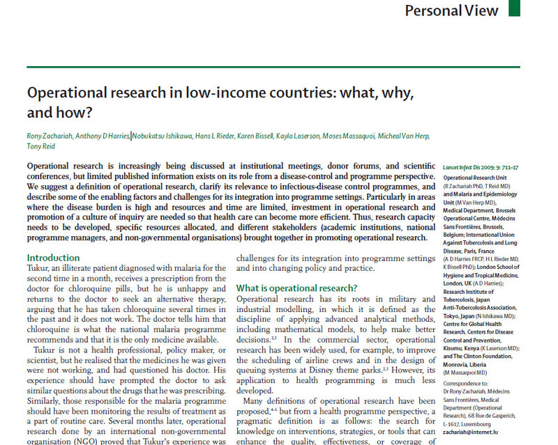 Operational research in low-income countries: what, why, and how?
