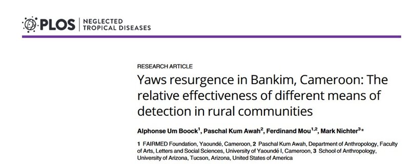 Yaws resurgence in Bankim, Cameroon: The relative effectiveness of different means of detection in rural communities