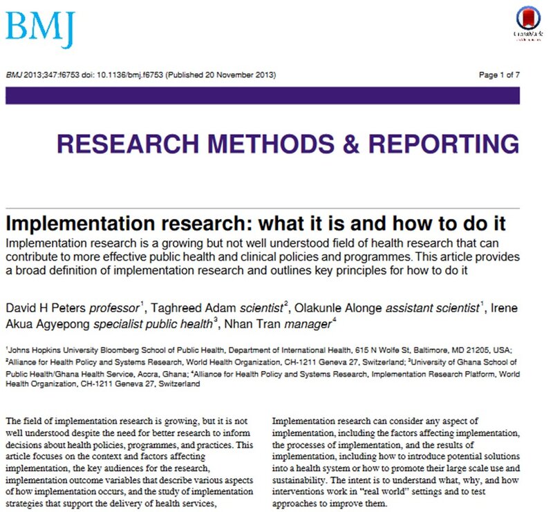 Implementation research: what it is and how to do it