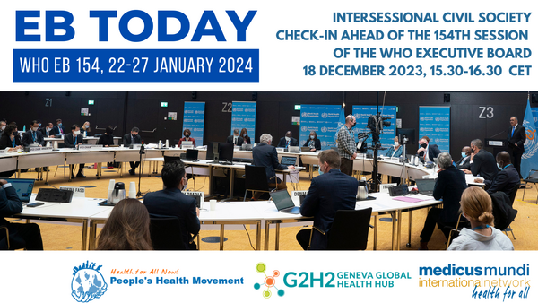 EB Today: Intersessional civil society check-in meeting in view of the 154th Session of the WHO Executive Board