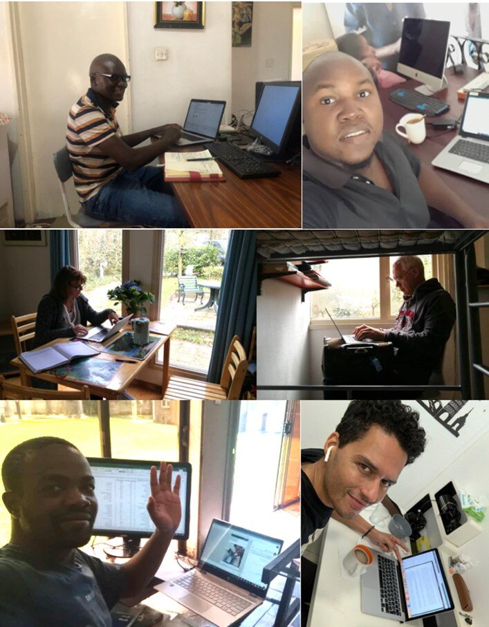 Various team members working and interacting remotely during the development phase of the DICP. Photo: © SolidarMed<br>